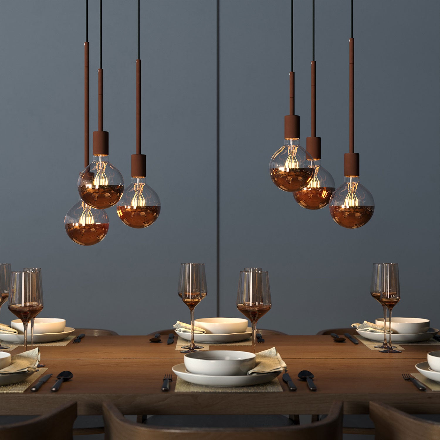 Tubo di estensione in metallo per lampade a sospensione o da tavolo - Ruggine scura verniciata