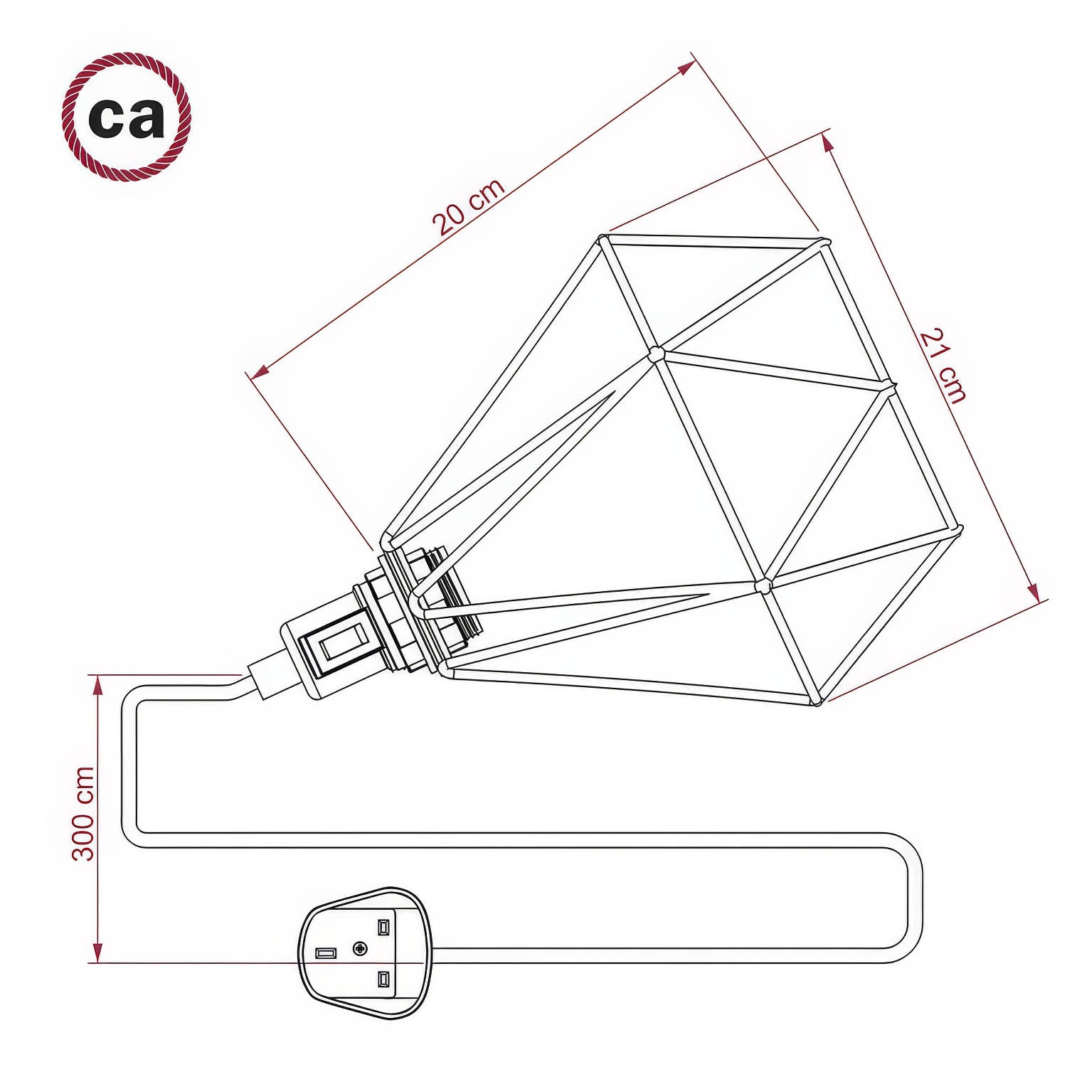 Table Snake - Lampada plug-in con spina UK e paralume a gabbia Diamond - Rame