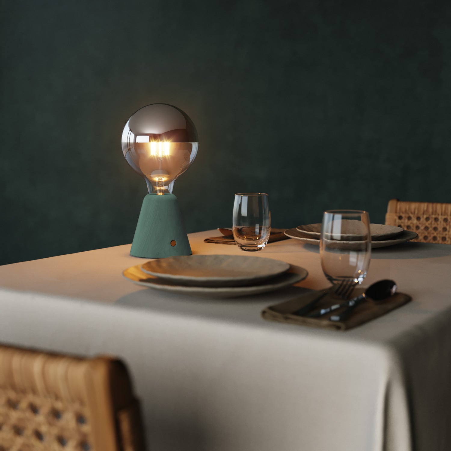 Lampada portatile ricaricabile Cabless01 con lampadina globo mezza sfera argento - Ottanio