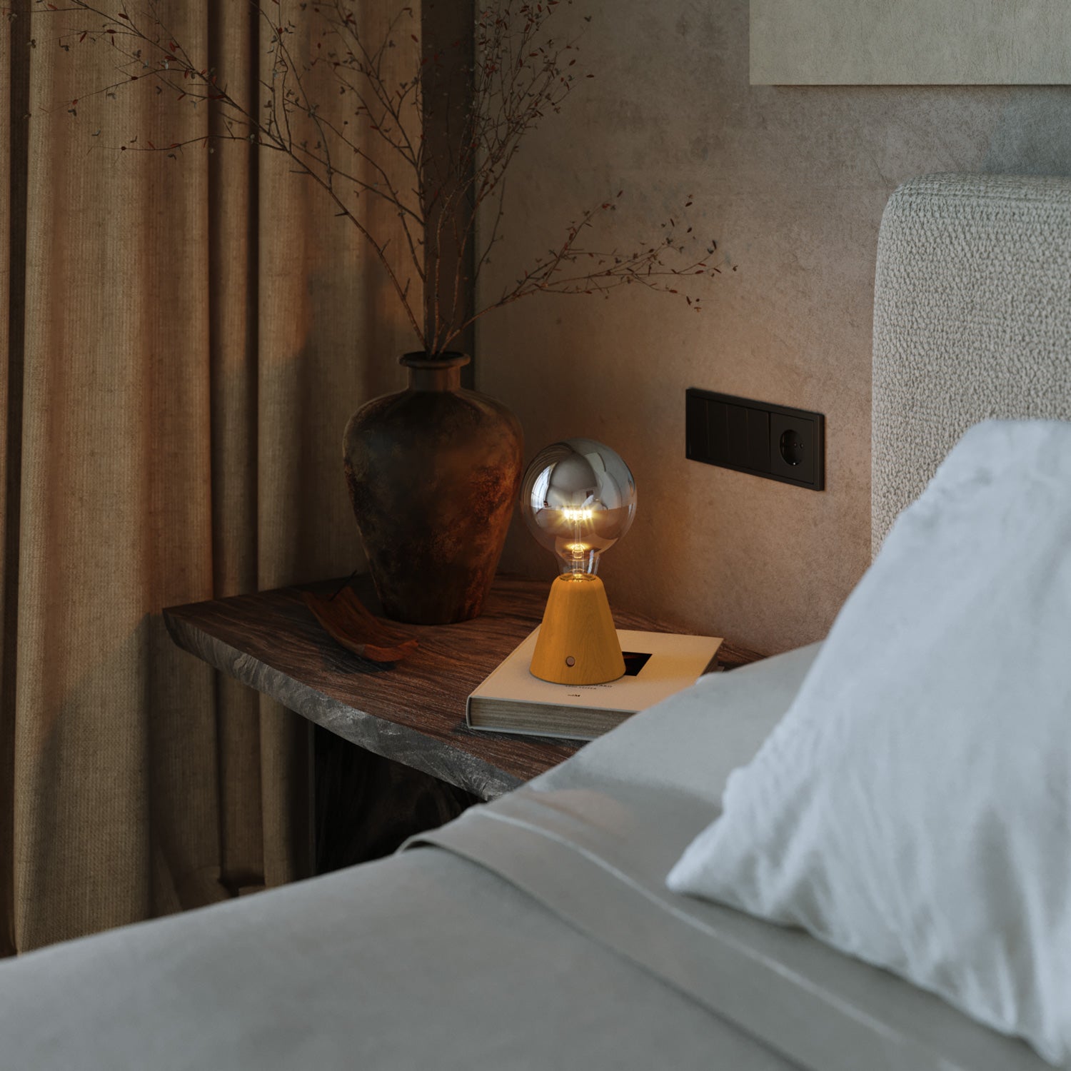 Lampada portatile ricaricabile Cabless01 con lampadina globo mezza sfera argento - Zafferano