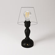 Lampada portatile ricaricabile Cabless14 con lampadina a goccia e predisposizione per paralume - Nero