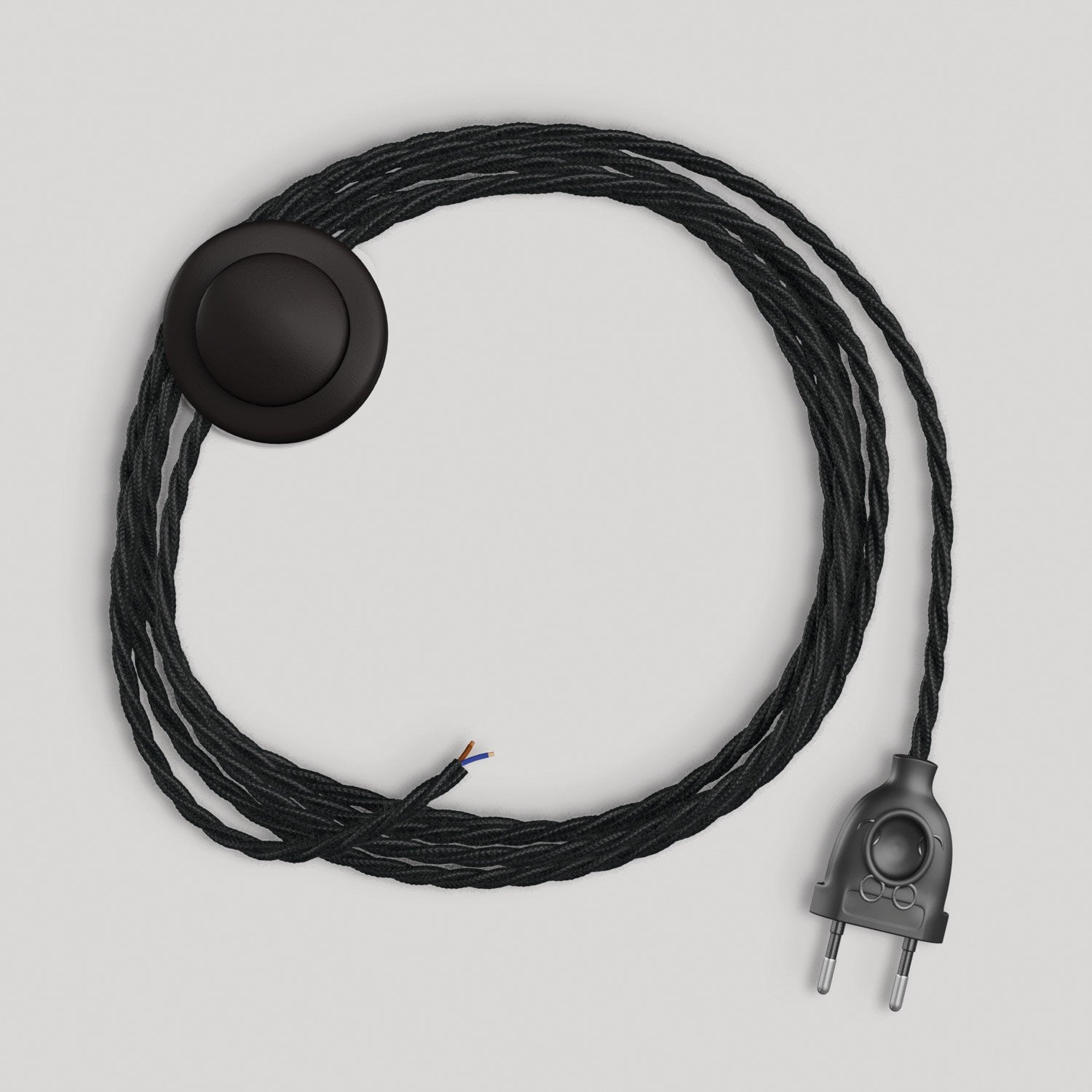 Cablaggio per lampada con cavo nero trecciato 3 m Nero