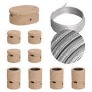 Sistema Filé Symmetric Kit - con cavo CM02 di 5 m per catenaria e 9 componenti in legno per interni