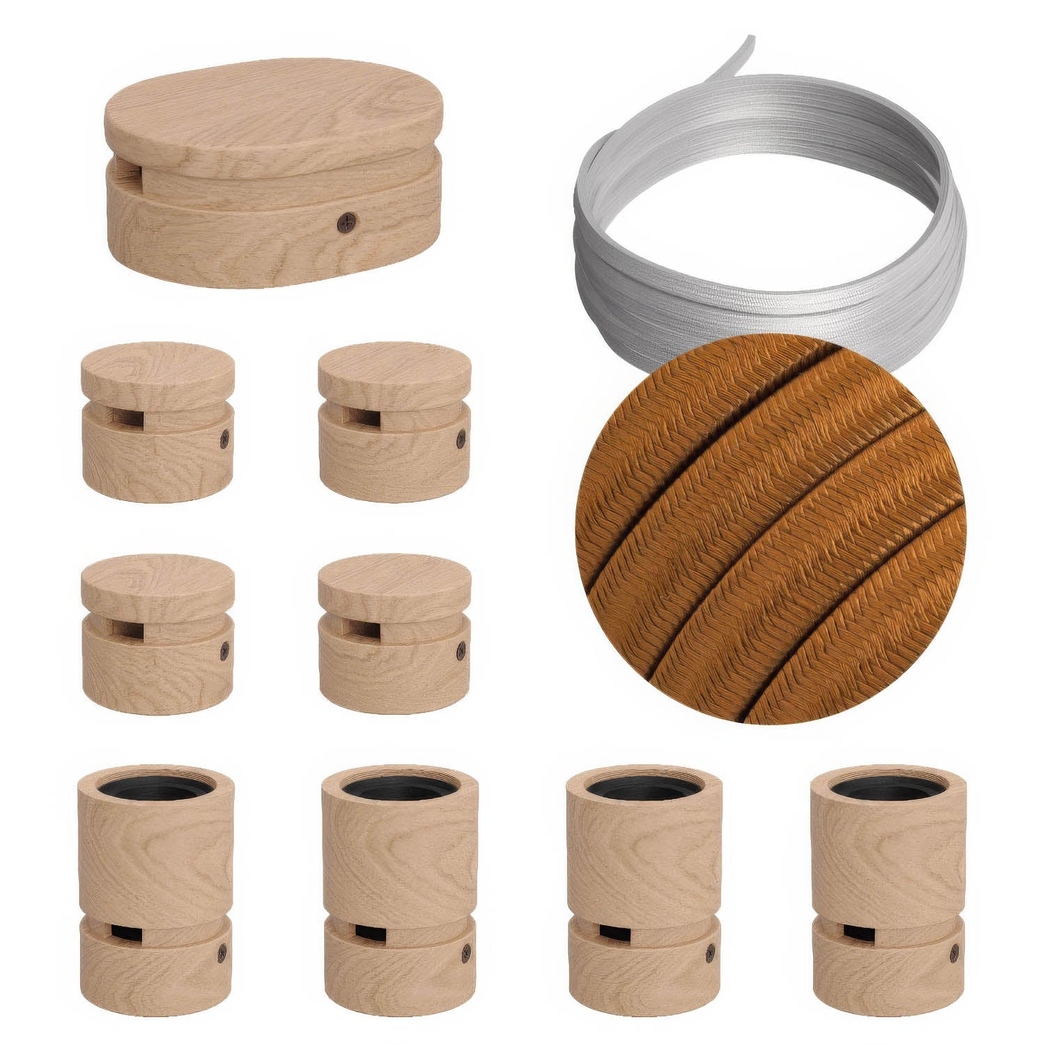 Sistema Filé Symmetric Kit - con cavo CM22 di 5 m per catenaria e 9 componenti in legno per interni