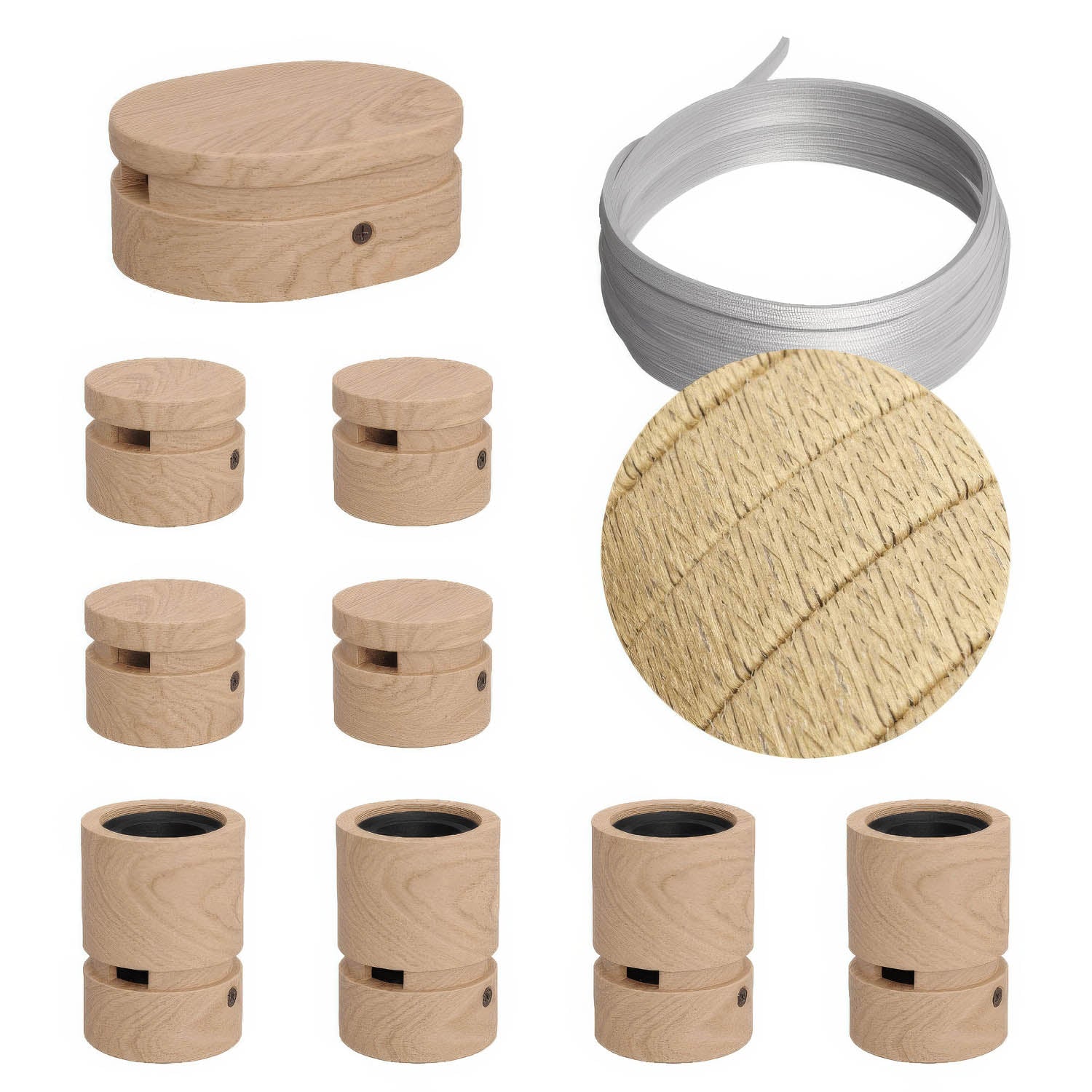 Sistema Filé Symmetric Kit - con cavo CN06 di 5 m per catenaria e 9 componenti in legno per interni
