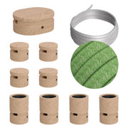 Sistema Filé Symmetric Kit - con cavo CX08 di 5 m per catenaria e 9 componenti in legno per interni