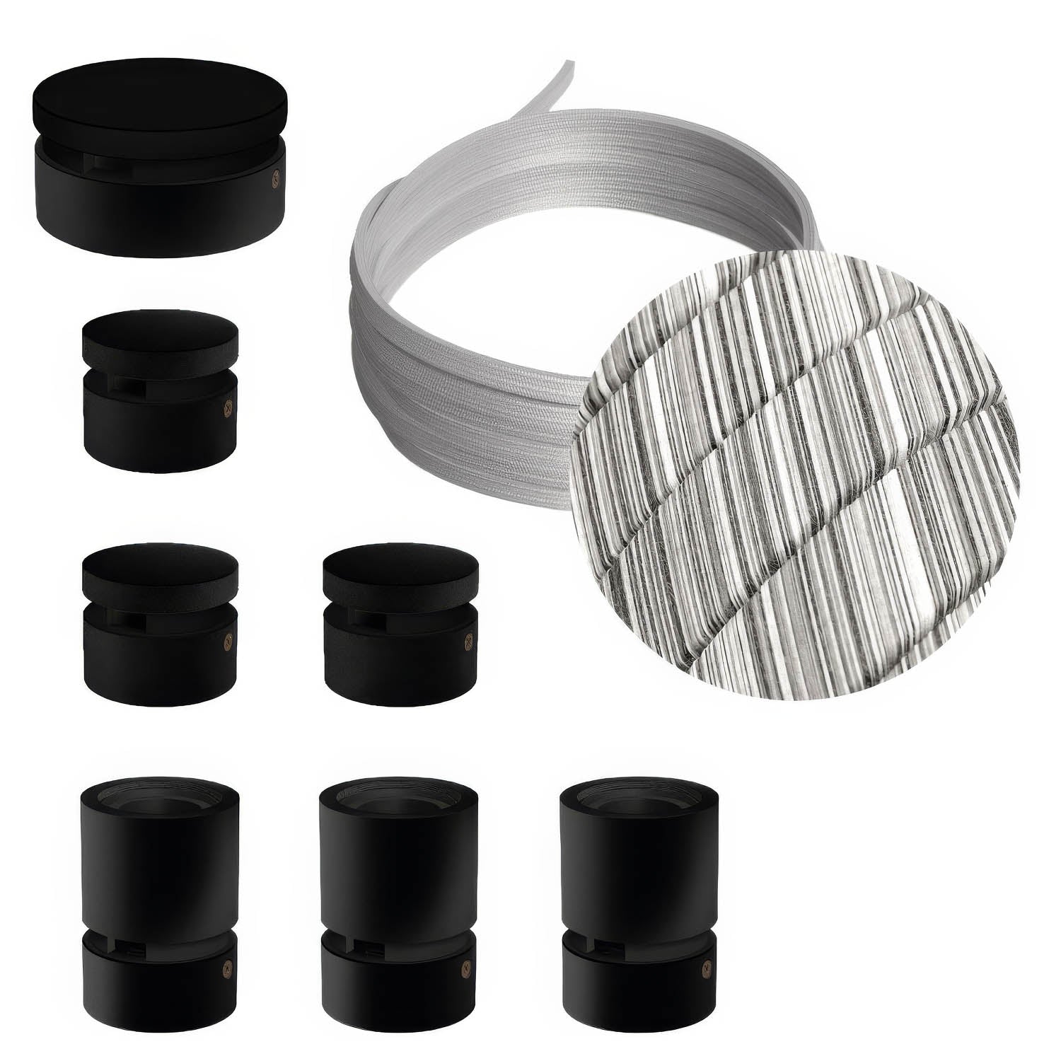 Sistema Filé Linear Kit - con cavo ECC37 di 5 m per catenaria e 7 componenti in legno verniciato nero per interni