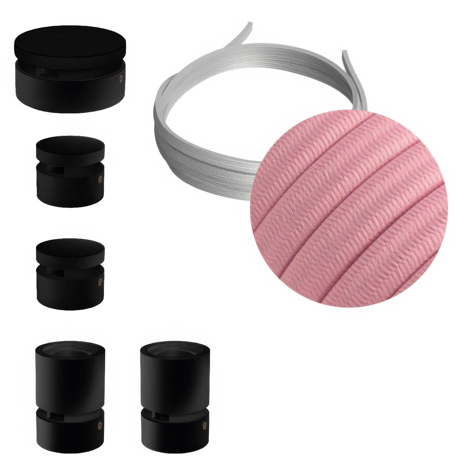 Sistema Filé Wiggle Kit - con cavo CM16 di 3 m per catenaria e 5 componenti in legno verniciato nero per interni