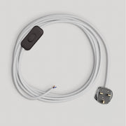 Cablaggio per lampada con cavo bianco in cotone 1,80 m e spina UK