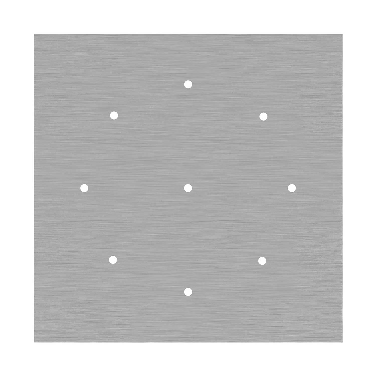 Rosone XXL Rose-One quadrato, 400 mm con 9 fori e 4 fori laterali - Dibond Acciaio satinato Bianco