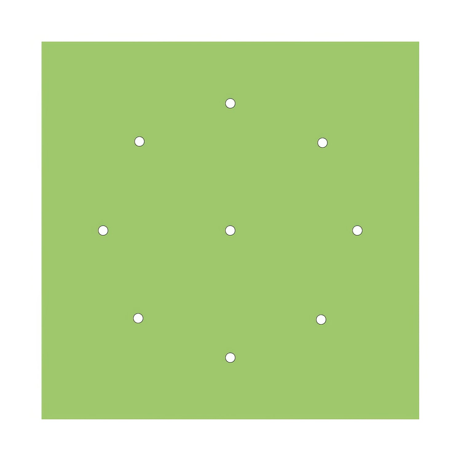 Rosone XXL Rose-One quadrato, 400 mm con 9 fori e 4 fori laterali - Verde prato Bianco