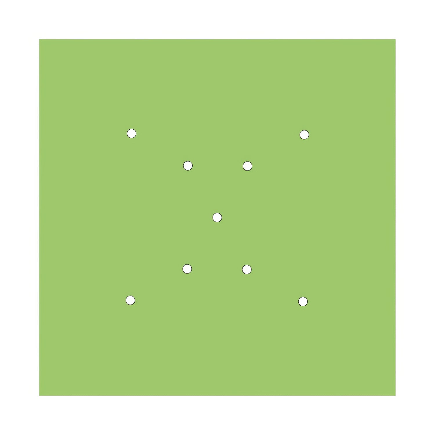 Rosone XXL Rose-One quadrato, 400 mm con 9 fori a X e 4 fori laterali - Verde prato Bianco