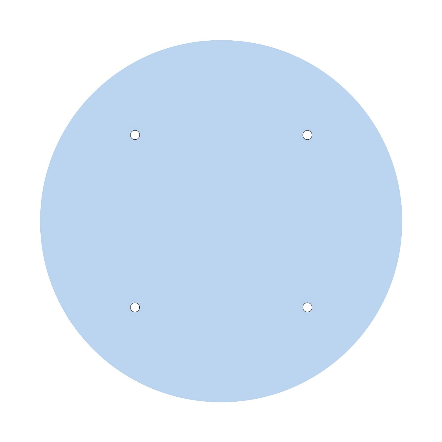 Rosone XXL Rose-One rotondo, diametro 400 mm con 4 fori e 4 fori laterali - Blu carta da zucchero Bianco