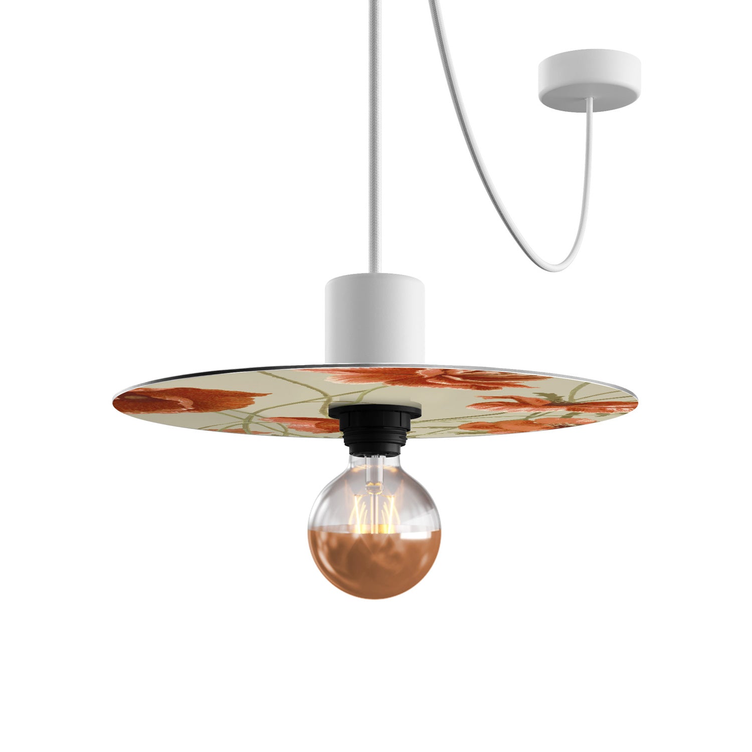 Paralume mini piatto Ellepì a disegni floreali 'Blossom Haven' Botanico Papaver, diametro 24 cm - Made in Italy