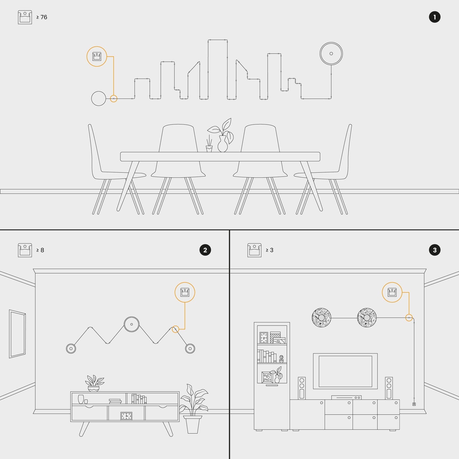 Set 4 Cube Clip Trasparente - Mini fissaggio a parete per cavo tessile