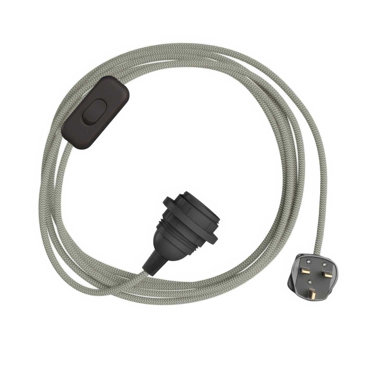 SnakeBis Zig-Zag per paralume - Cablaggio con portalampada, cavo in tessuto effetto Zig-Zag RD74 e spina UK