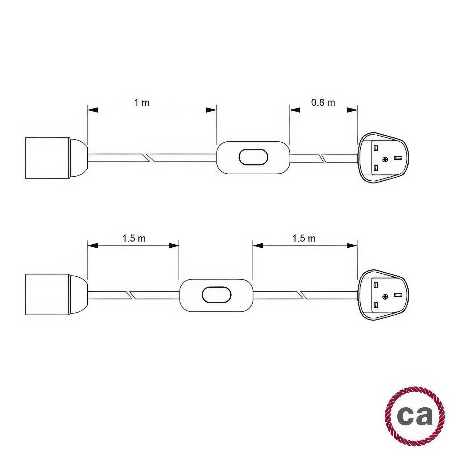SnakeBis per paralume - Cablaggio con portalampada, cavo in tessuto colorato RC35 e spina UK