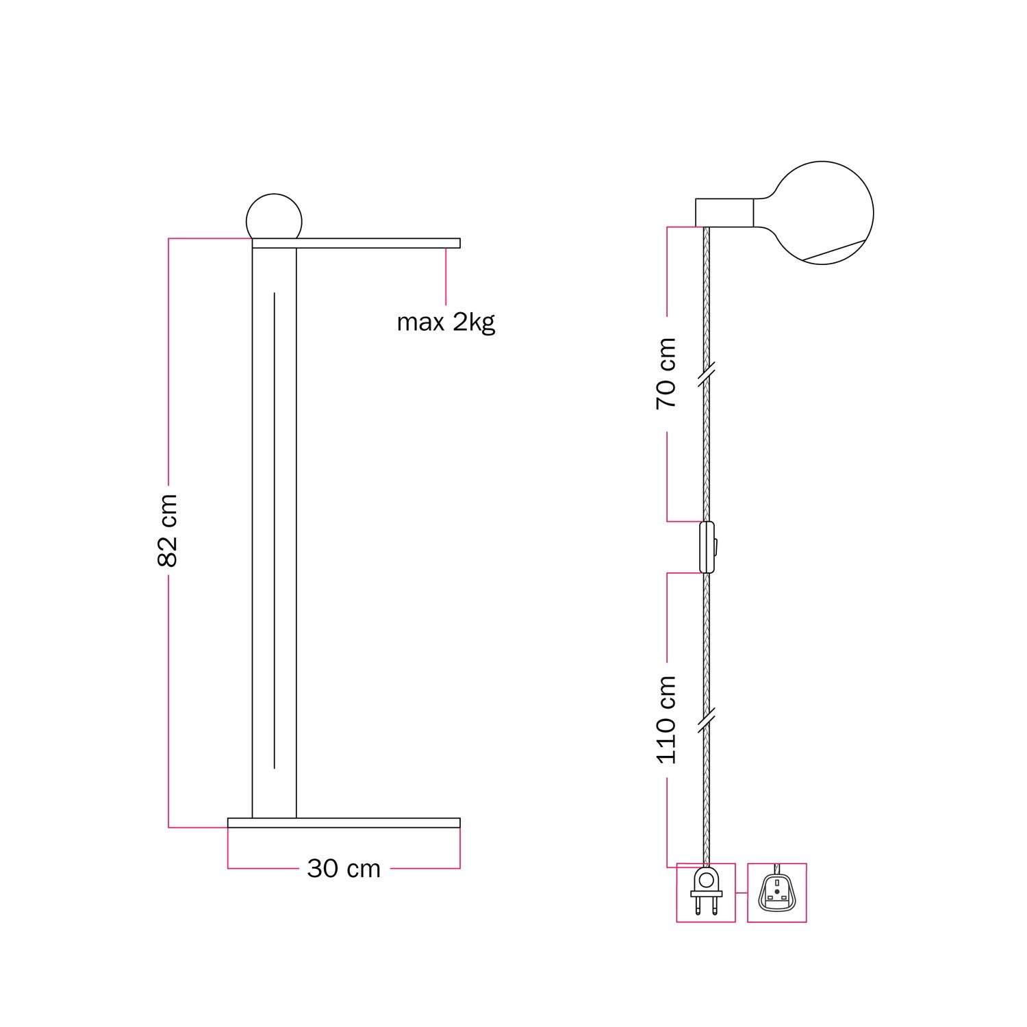 Rocco - Talna svetilka z Vtič UK in Žarnica Camo - Rumena