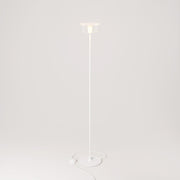 Lampada da terra MAG-Y con base metallica tonda e lampadina Ghost trasparente - Bianco opaco