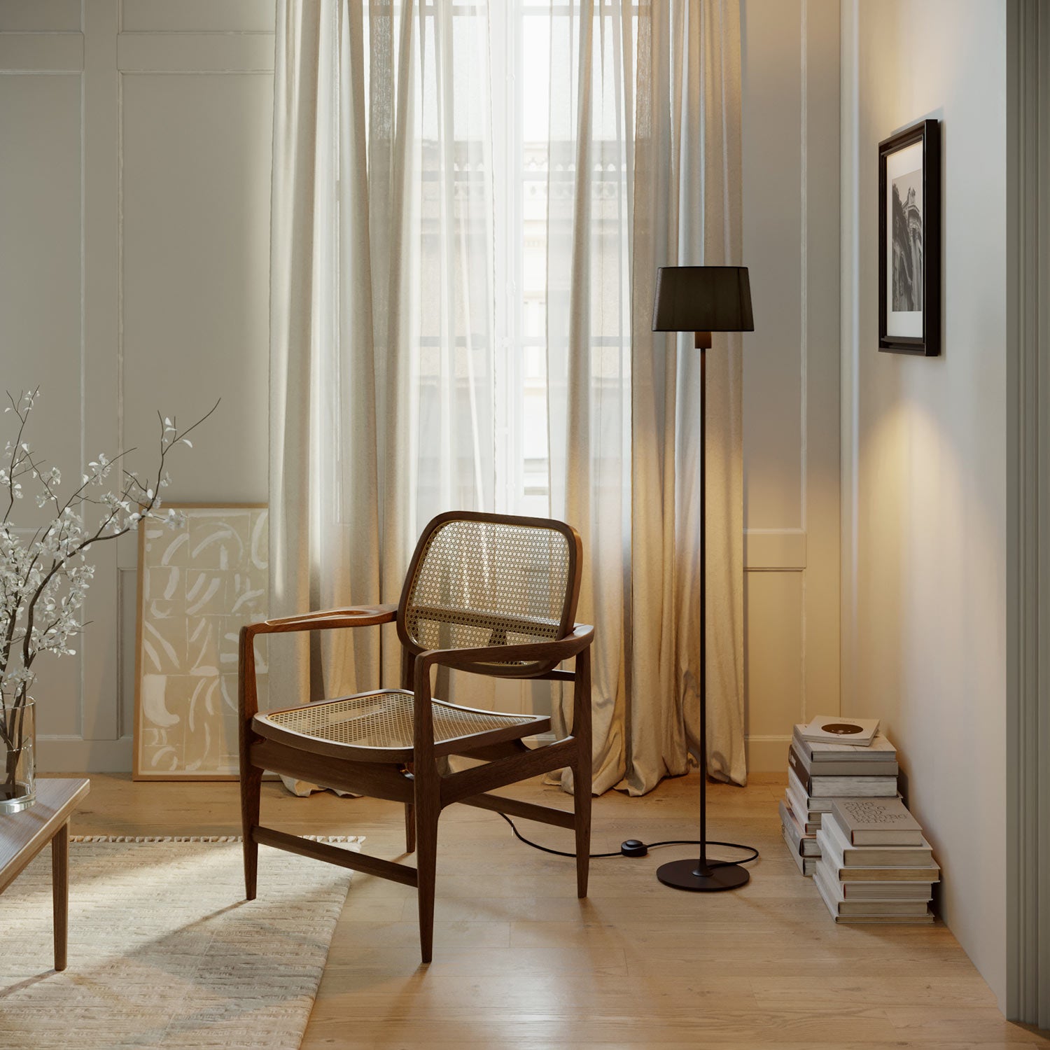 Lampada da terra MAG-Y con base metallica tonda con predisposizione per paralume e spina UK - Nero