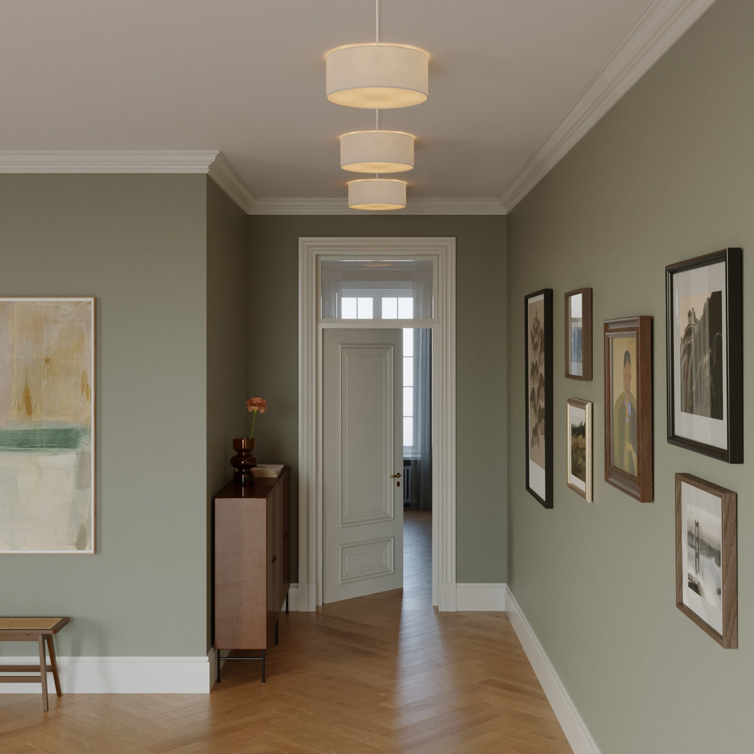 Plafoniera in tessuto Small Lino crudo - Made in Italy