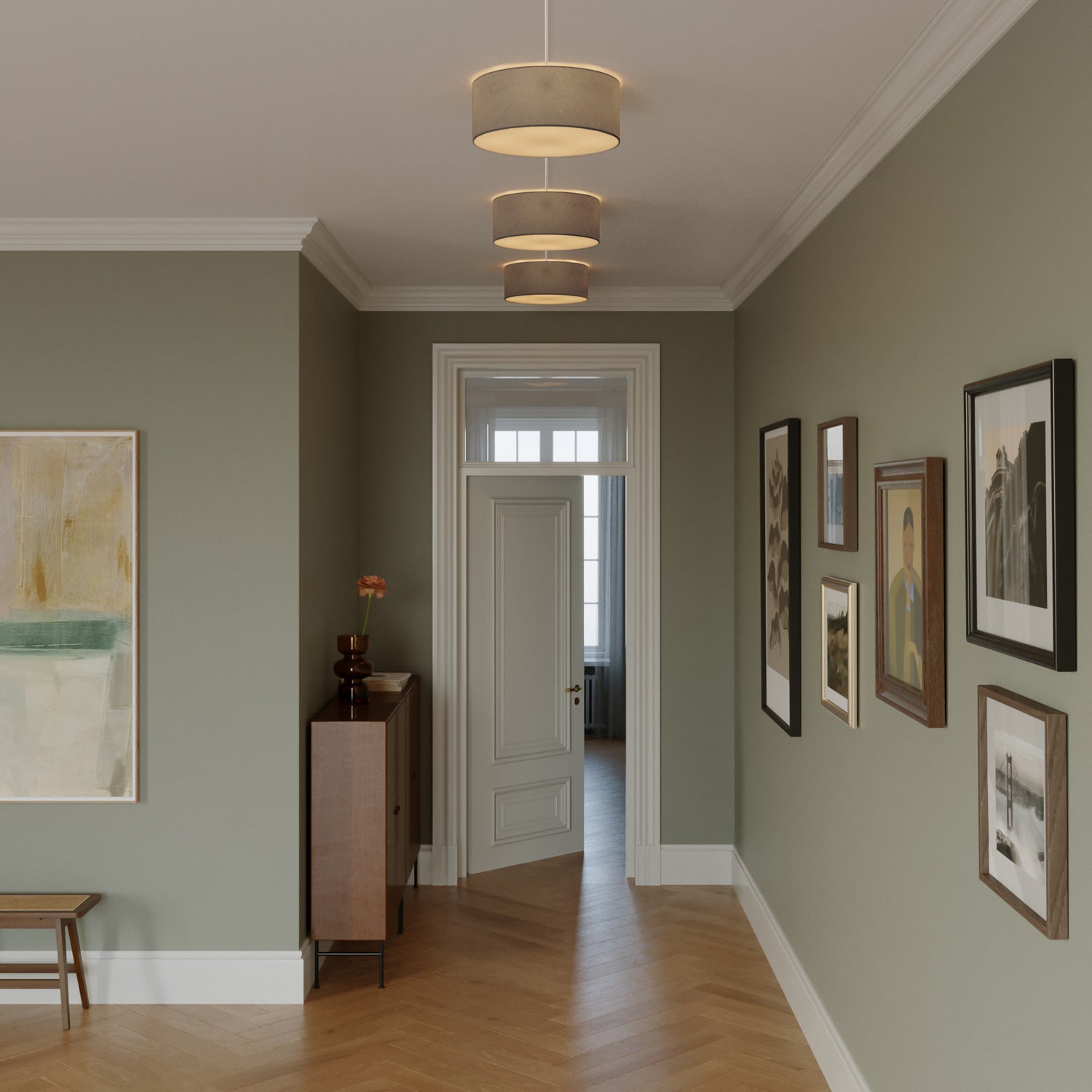 Plafoniera in tessuto Small Camelot grigio - Made in Italy