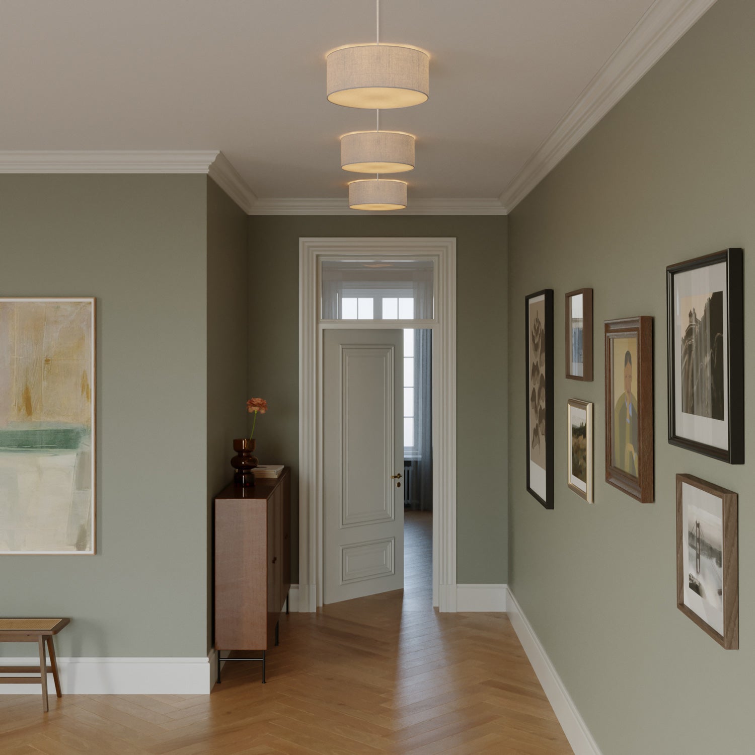 Plafoniera in tessuto Small Juta chiara - Made in Italy