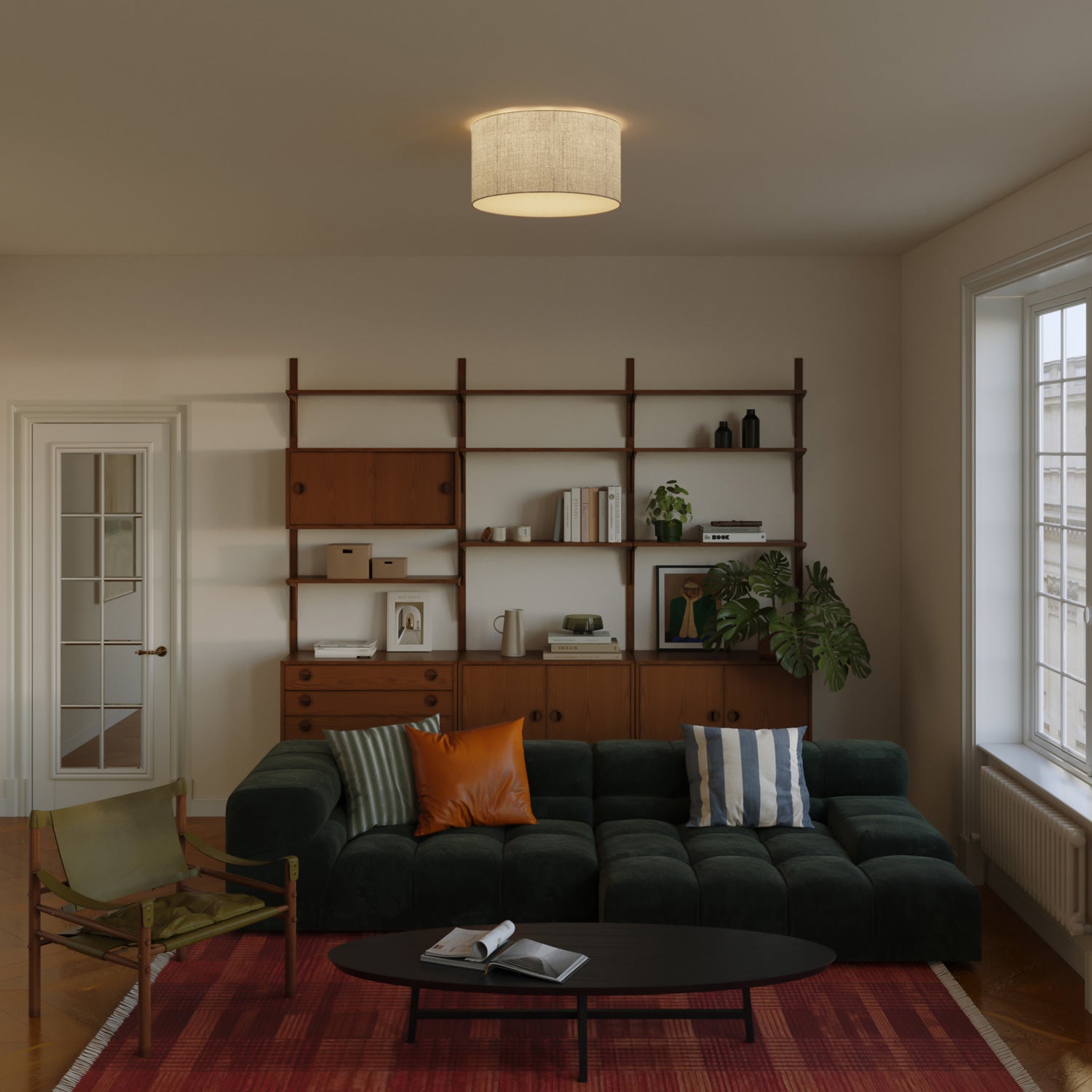 Plafoniera in tessuto Medium Juta chiara - Made in Italy