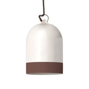 Paralume Campana Mini XS bicolore in ceramica Bianco e Marrone, collezione Materia - Made in Italy