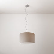 Lampada a sospensione con paralume in tessuto Cilindro Small Camelot grigio chiaro - Made in Italy