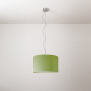 Lampada a sospensione con paralume in tessuto Cilindro Small Cinette verde pistacchio - Made in Italy