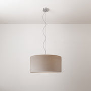 Lampada a sospensione con paralume in tessuto Cilindro Medium Camelot grigio chiaro - Made in Italy