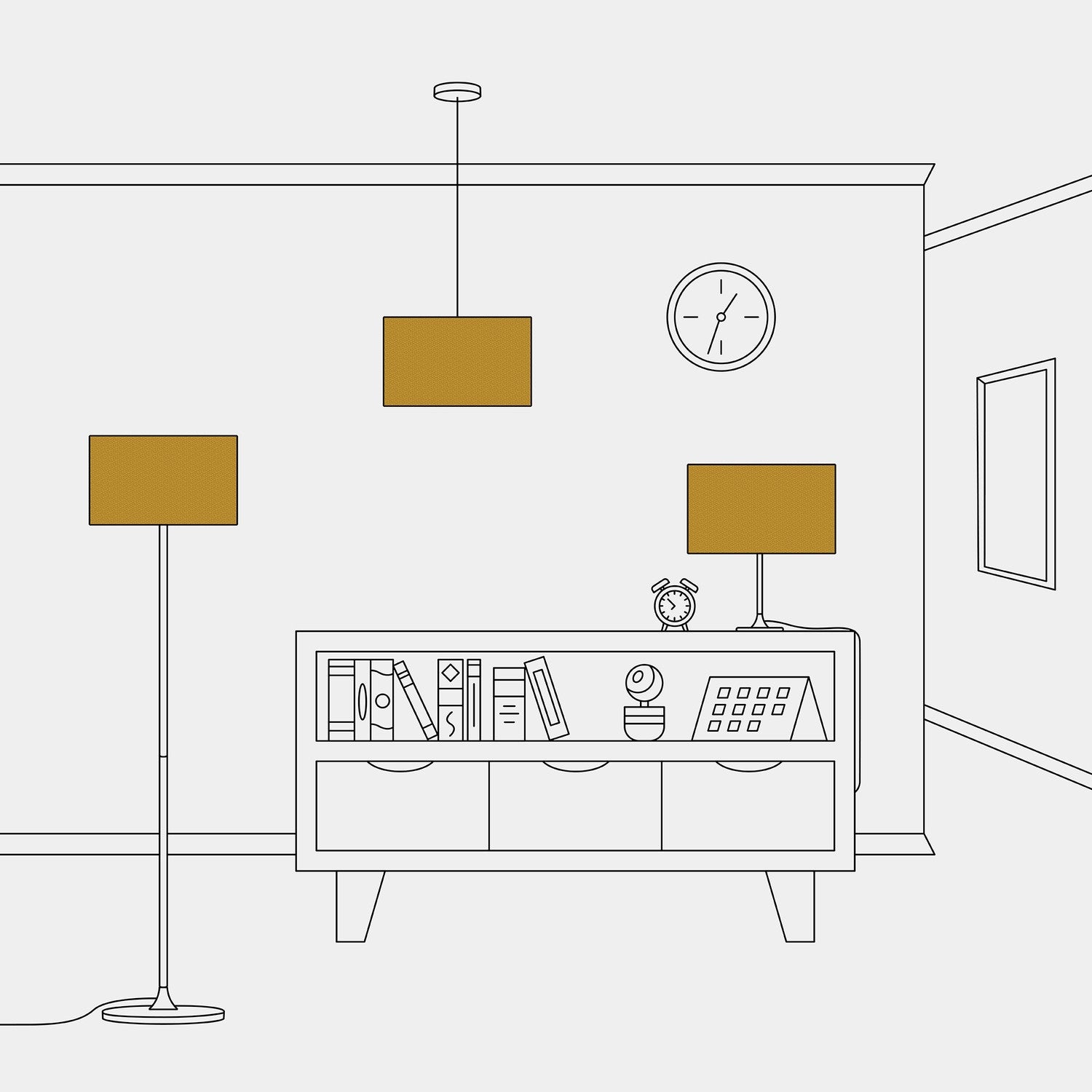 Paralume Cilindro L in tessuto con attacco E27 - Made in Italy - Lana Senape