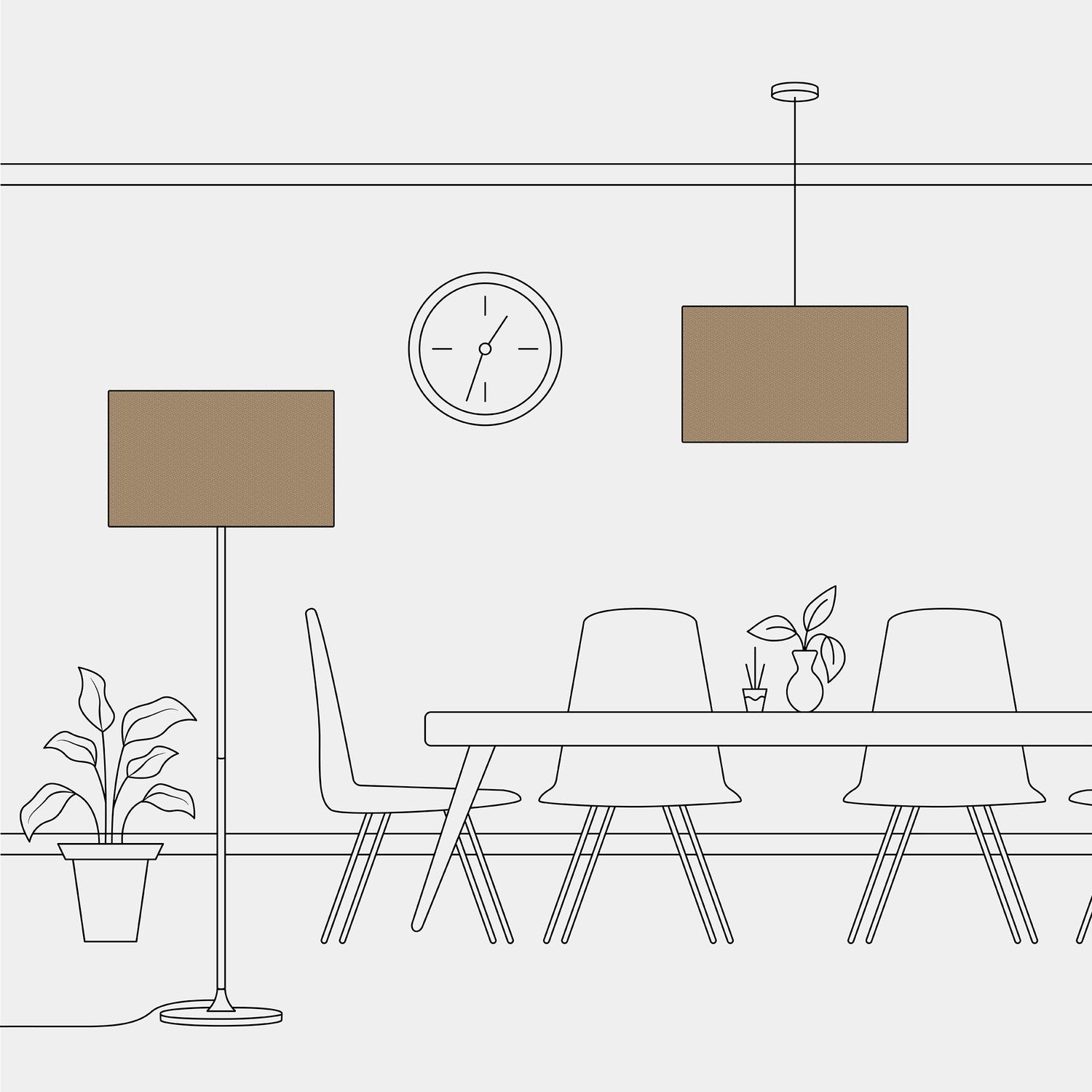 Paralume Cilindro XXL in tessuto con attacco E27 - Made in Italy - Lana Marrone