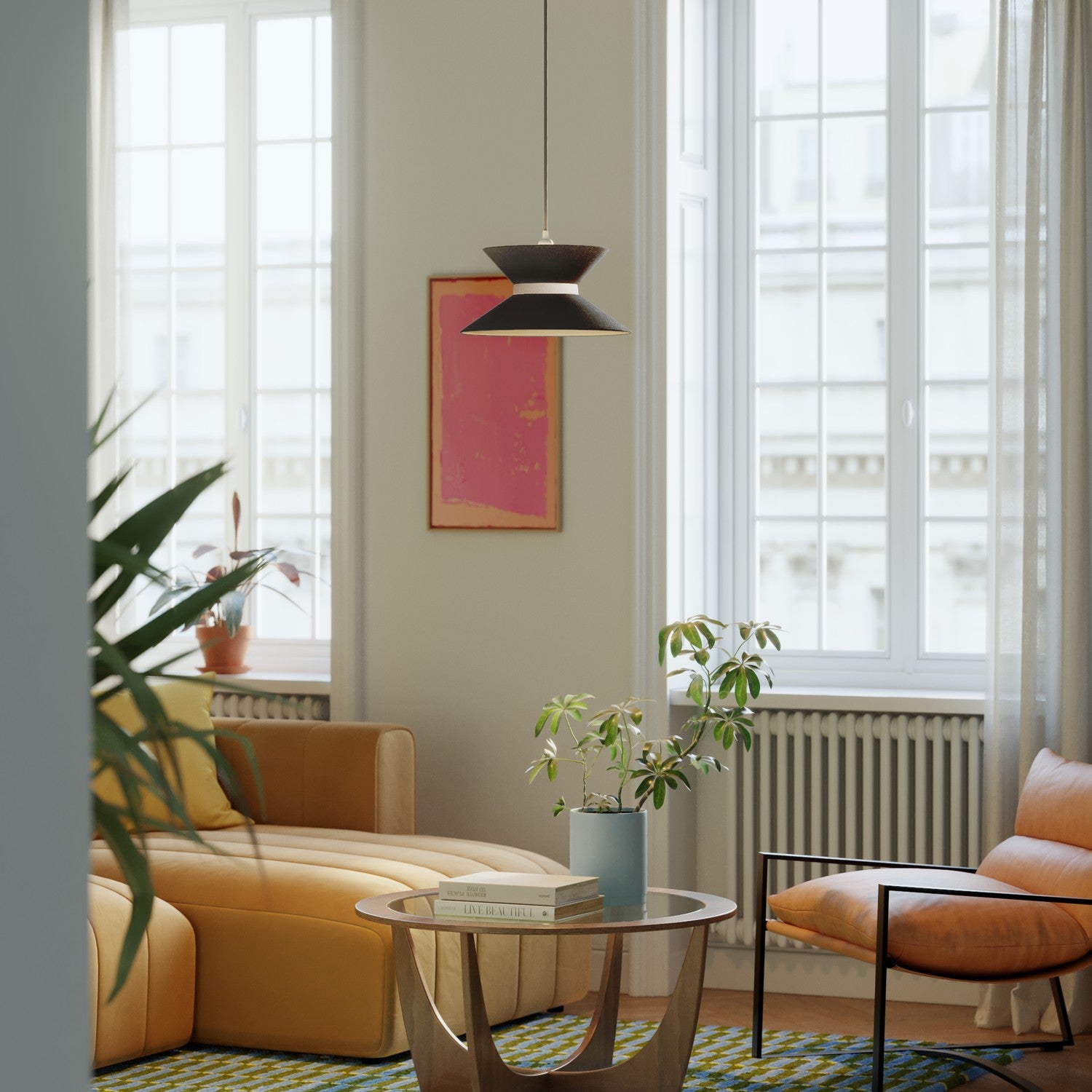 Paralume in tessuto Clessidra per lampada a sospensione - Lana Grigio Scuro Lana sabbia