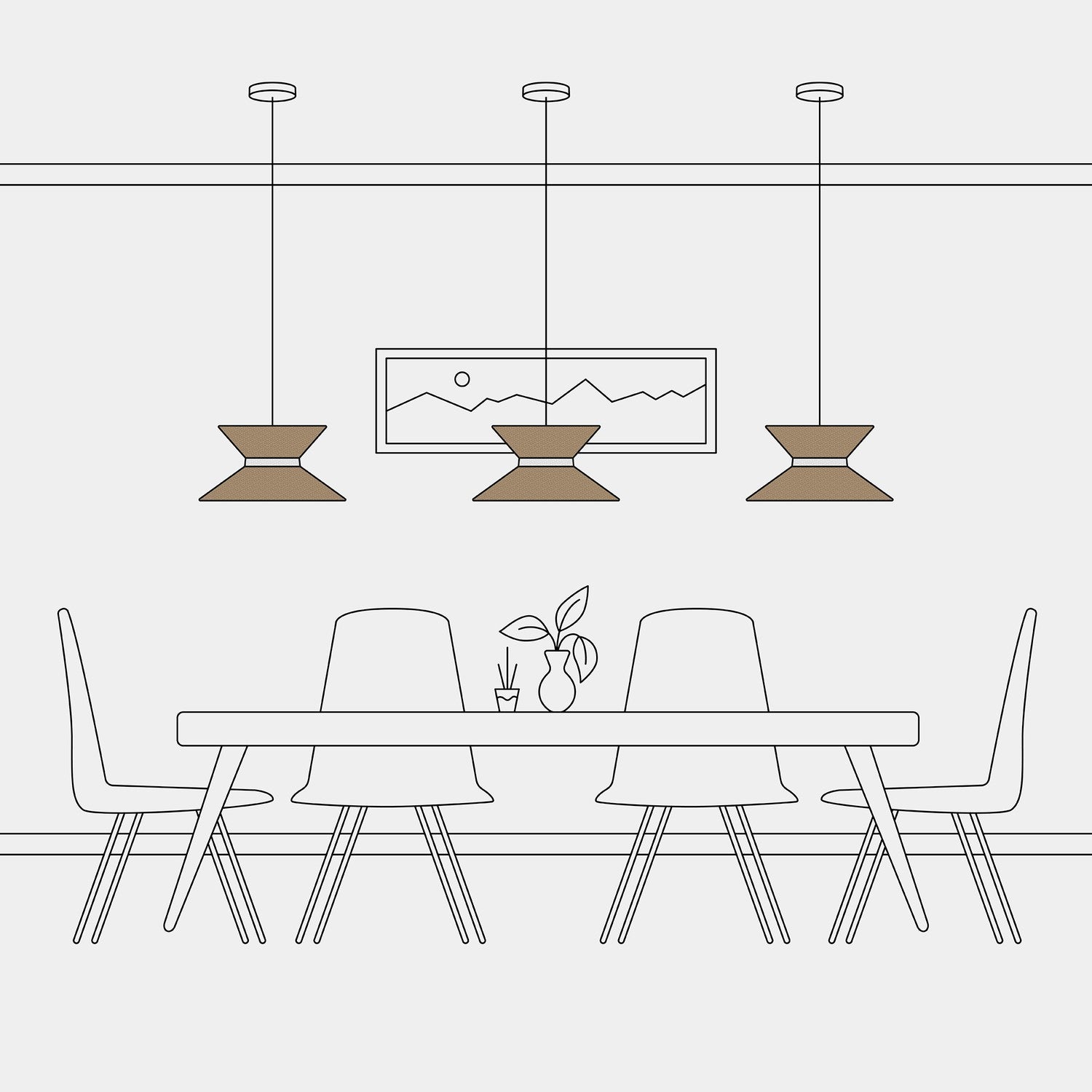 Paralume in tessuto Clessidra per lampada a sospensione - Lana Marrone Lana sabbia