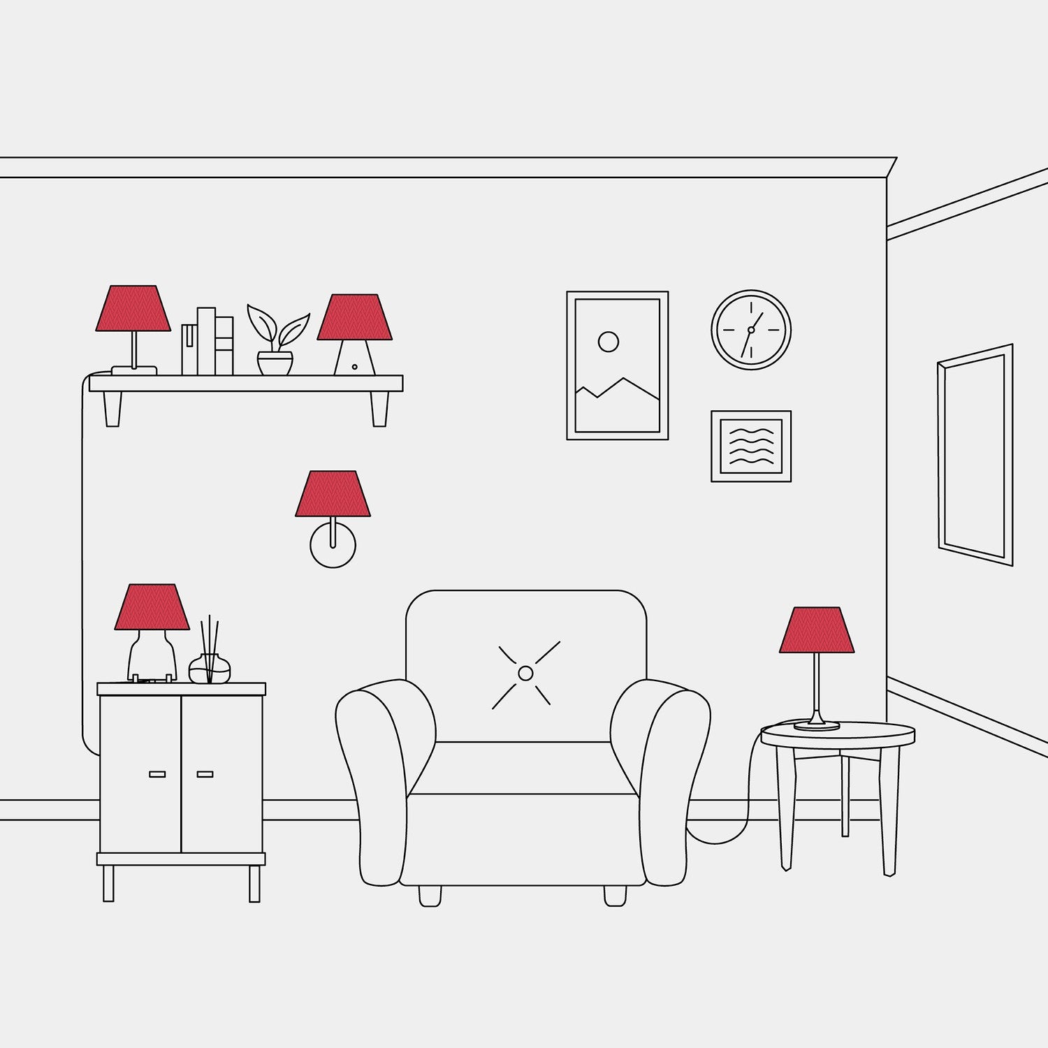 Paralume Impero S con attacco E27 per lampada da tavolo o applique - Made in Italy - Teletta Rosso