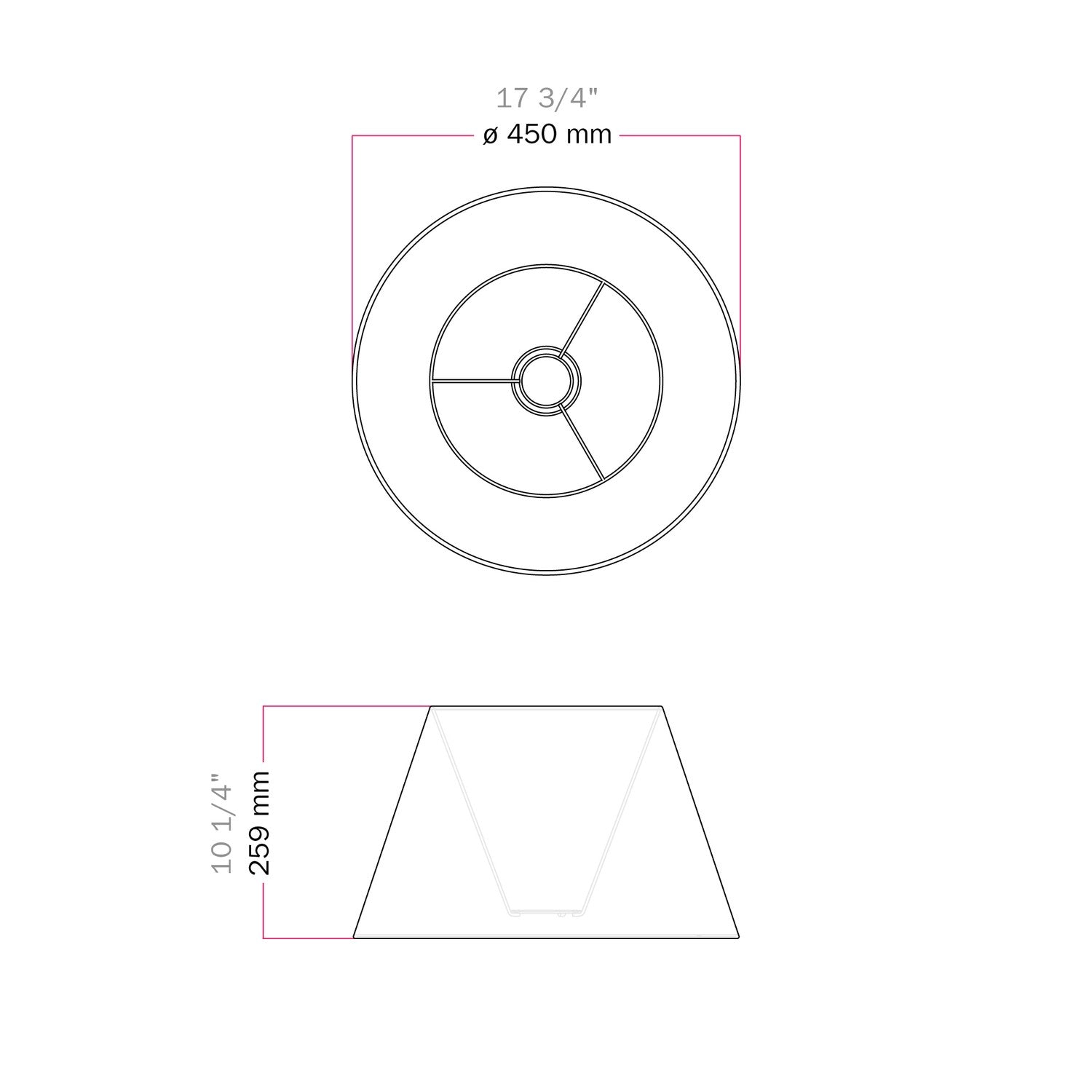 Paralume Impero L per lampada da tavolo o applique con attacco E27 - Made in Italy - Teletta Antracite
