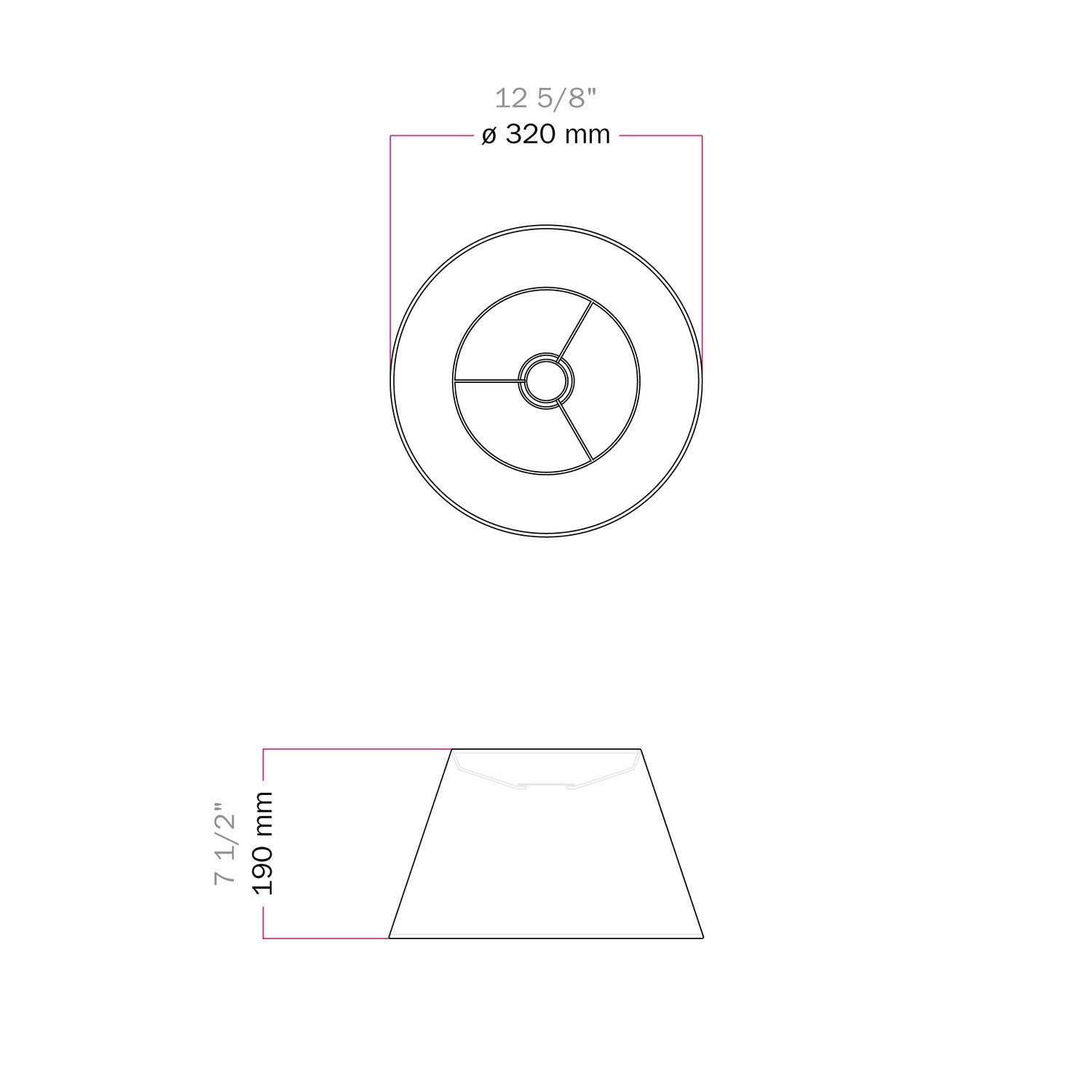 Paralume Impero M per sospensione con attacco E27 - Made in Italy - Camelot Grigio