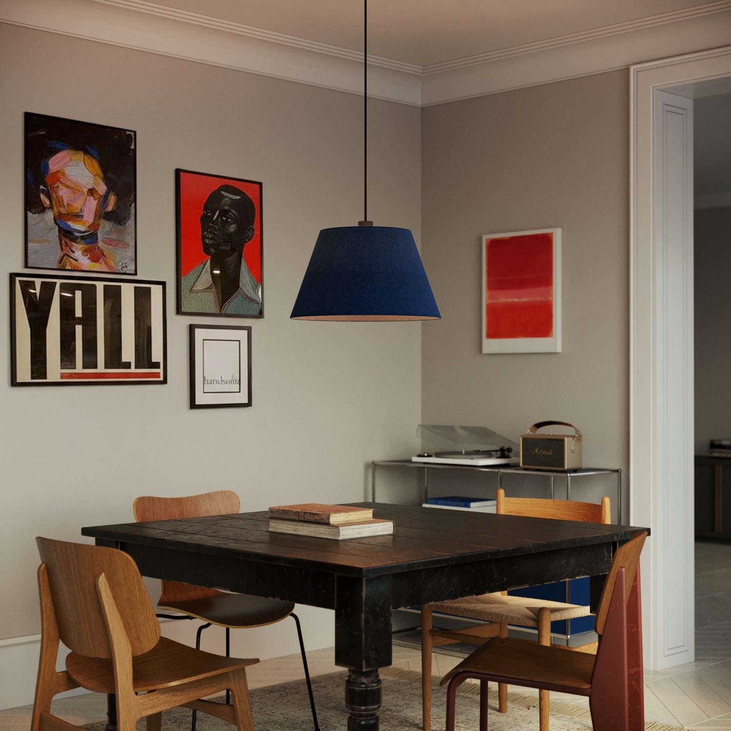 Paralume Impero L per sospensione con attacco E27 - Made in Italy - Lana Blu