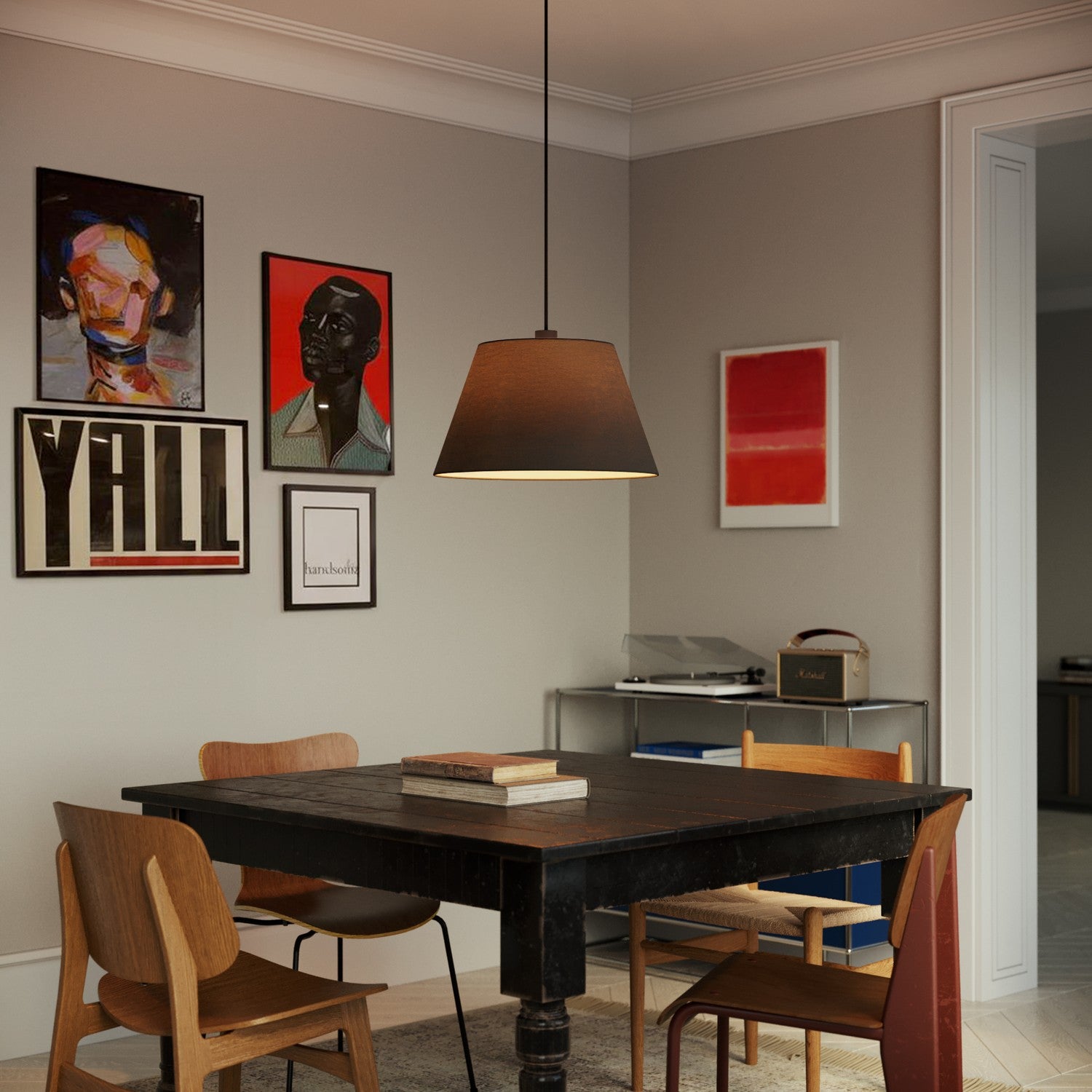 Paralume Impero L per sospensione con attacco E27 - Made in Italy - Teletta Grigio Scuro