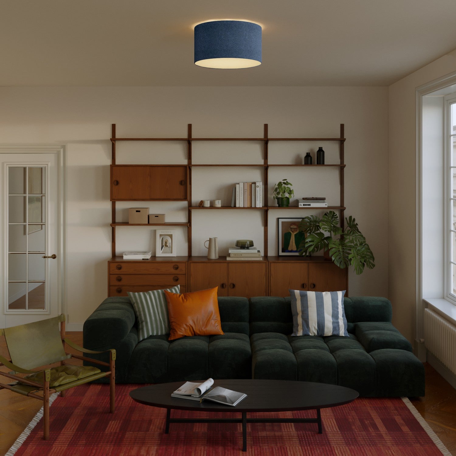 Plafoniera in tessuto Medium - Made in Italy - Lana Blu