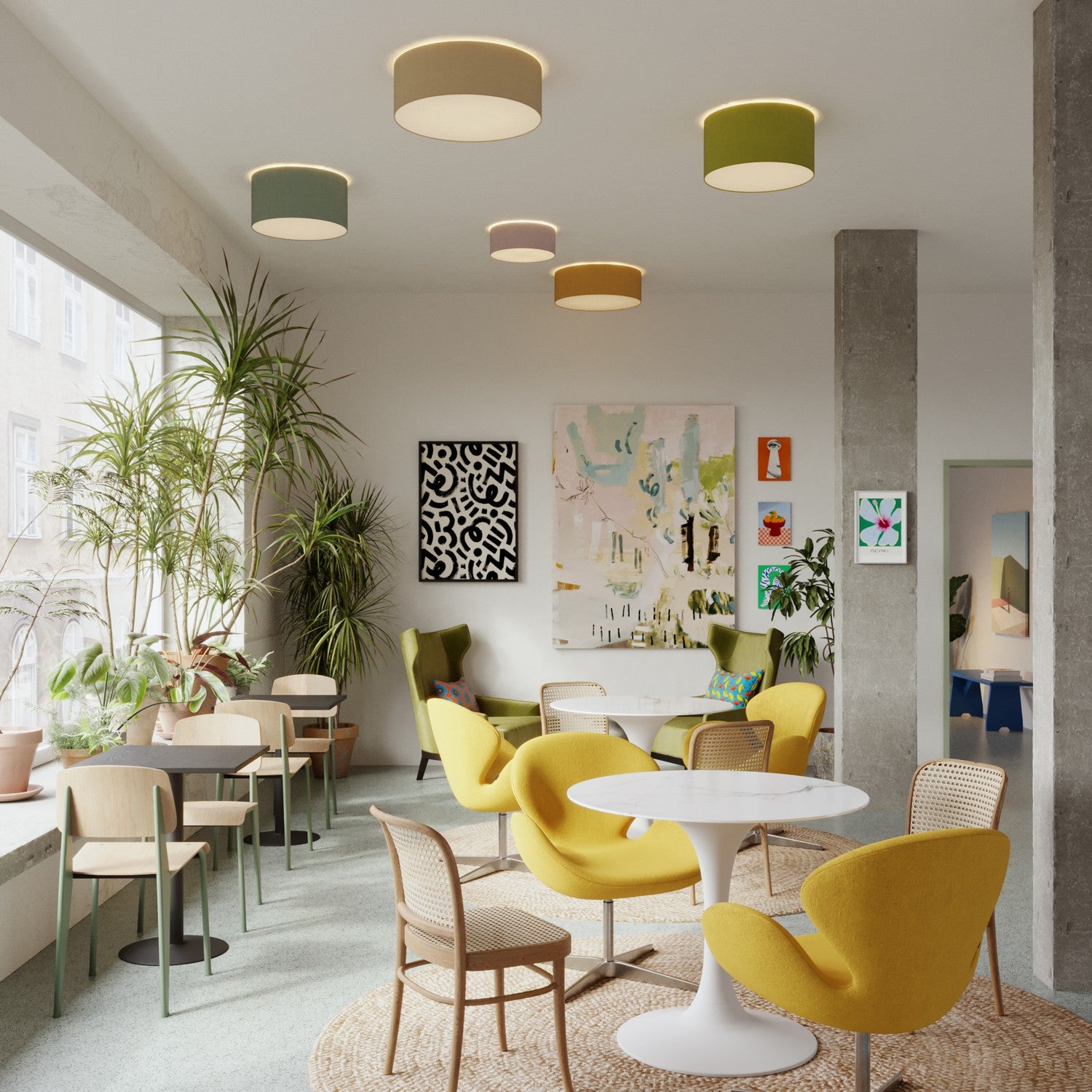 Plafoniera in tessuto Large - Made in Italy - Cinette Verde Pistacchio