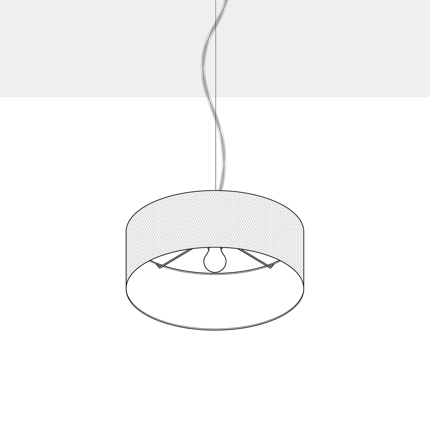 Lampada a sospensione con paralume in tessuto Cilindro Small - Made in Italy - Teletta Grigio Scuro No