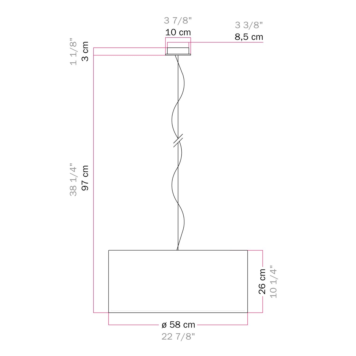 Lampada a sospensione con paralume in tessuto Cilindro Large - Made in Italy - Lino Crudo Si