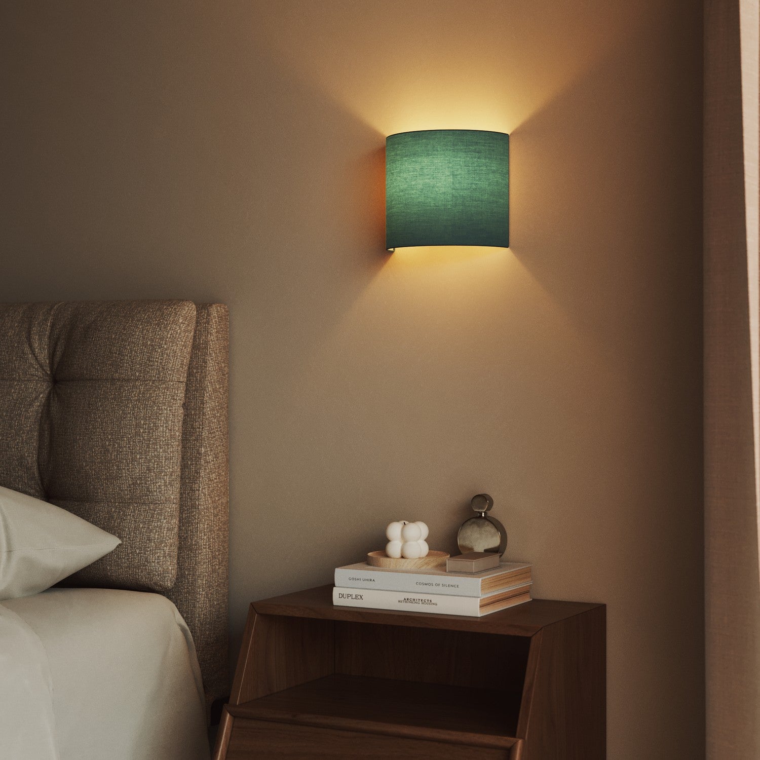 Applique Ventola con paralume in tessuto - Made in Italy - Teletta Verde Dubbio