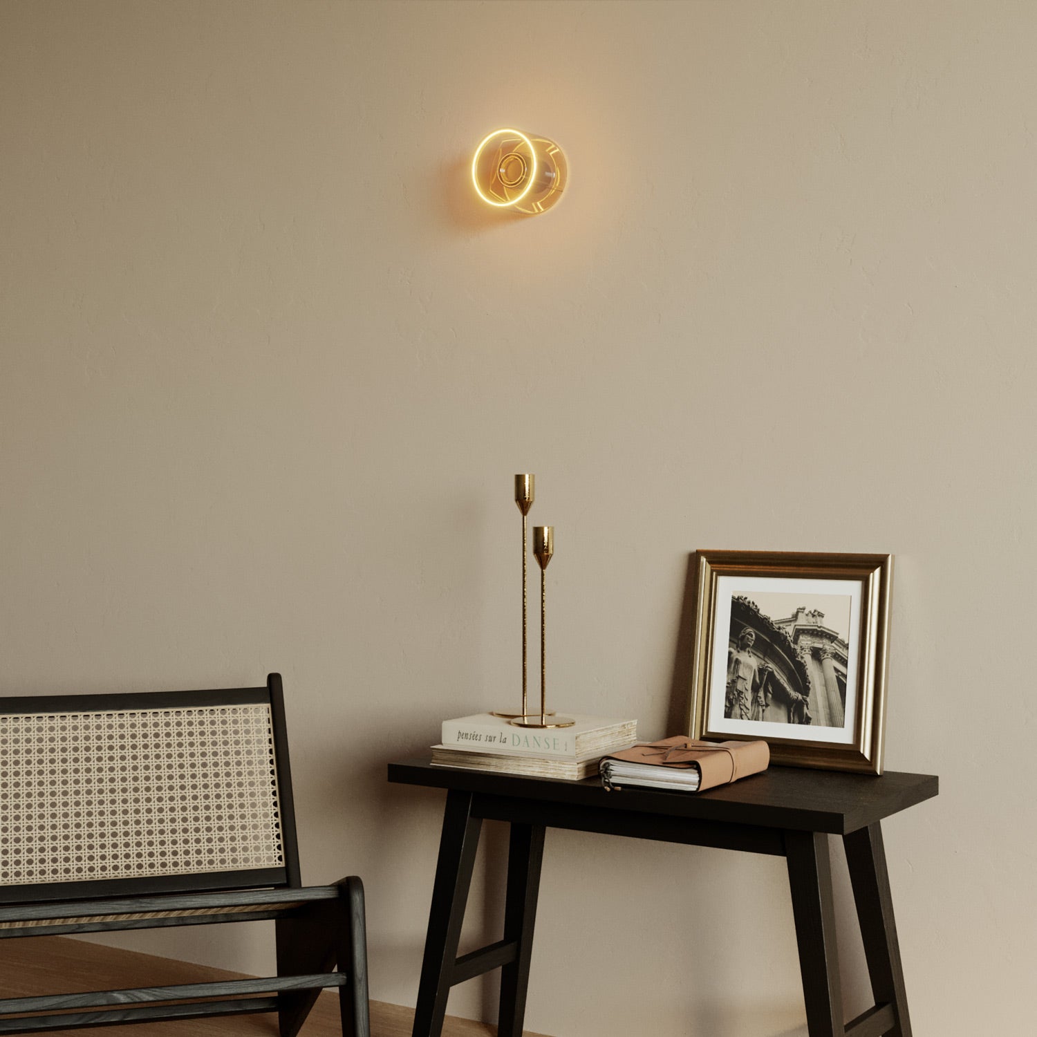 Applique con lampadina Ghost mini smoky - Nero