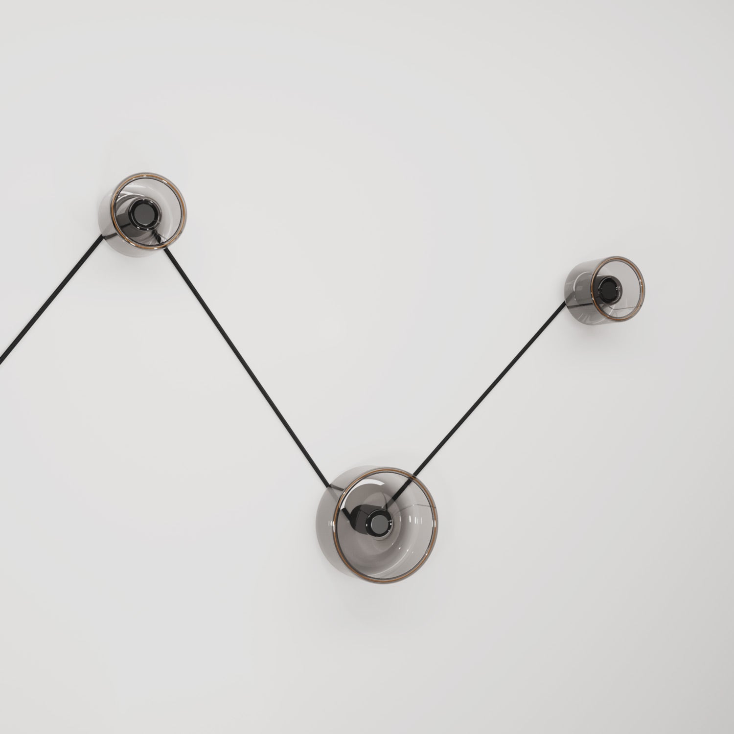 Lampada da parete Spostaluce con 3 lampadine Ghost e cavo nero