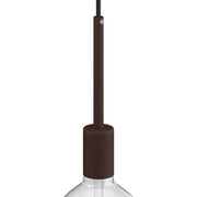 Kit portalampada E27 cilindrico in metallo con serracavo da 15 cm - Ruggine scura verniciata