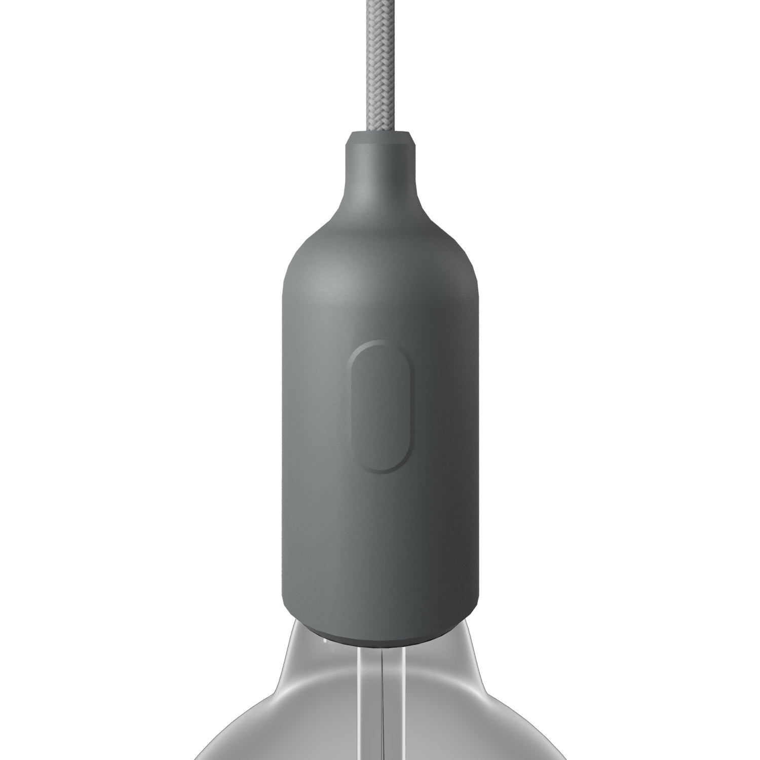 Kit portalampada E27 in silicone con interruttore e serracavo nascosti - Grigio